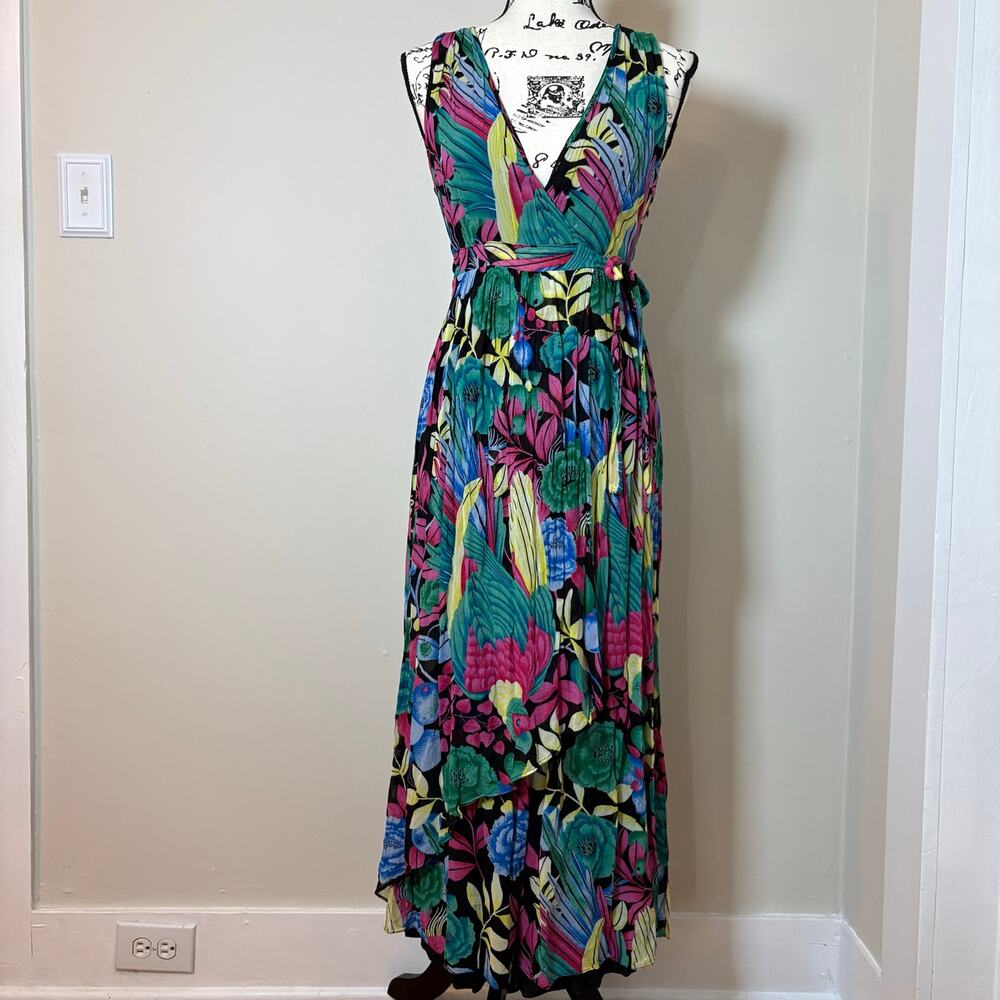 Maeve Anthropologie Boardwalk Maxi Dress 4P Floral Tropical Vacation Resort